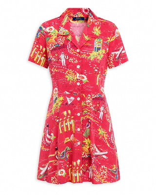 Polo Ralph Lauren Vintage Aloha Kleid Gr. S / UK 8 Hawaii Rayon Sommerkleid