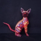 OAXACAN WOOD CARVING XOLO DOG (XOLOITZCUINTLE) ALEBRIJE. MEXICAN FOLK ART.