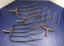 4 Pitch Fork Heads 4 & 5 Tine vintage hay prong primitive garden