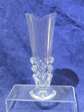 Studio Nova Belmont Crystal Bud Vase 8" Heart Rim Art Deco Clear Glass Vtg Japan