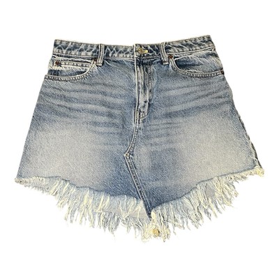 Free People We the Free Bailey Skirt Womens Size 28 Denim Jeans Raw Hem Beach