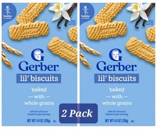 2 Pack Gerber Lil Biscuits, Vanilla Wheat Toddler Snacks - 4.44 Oz Each