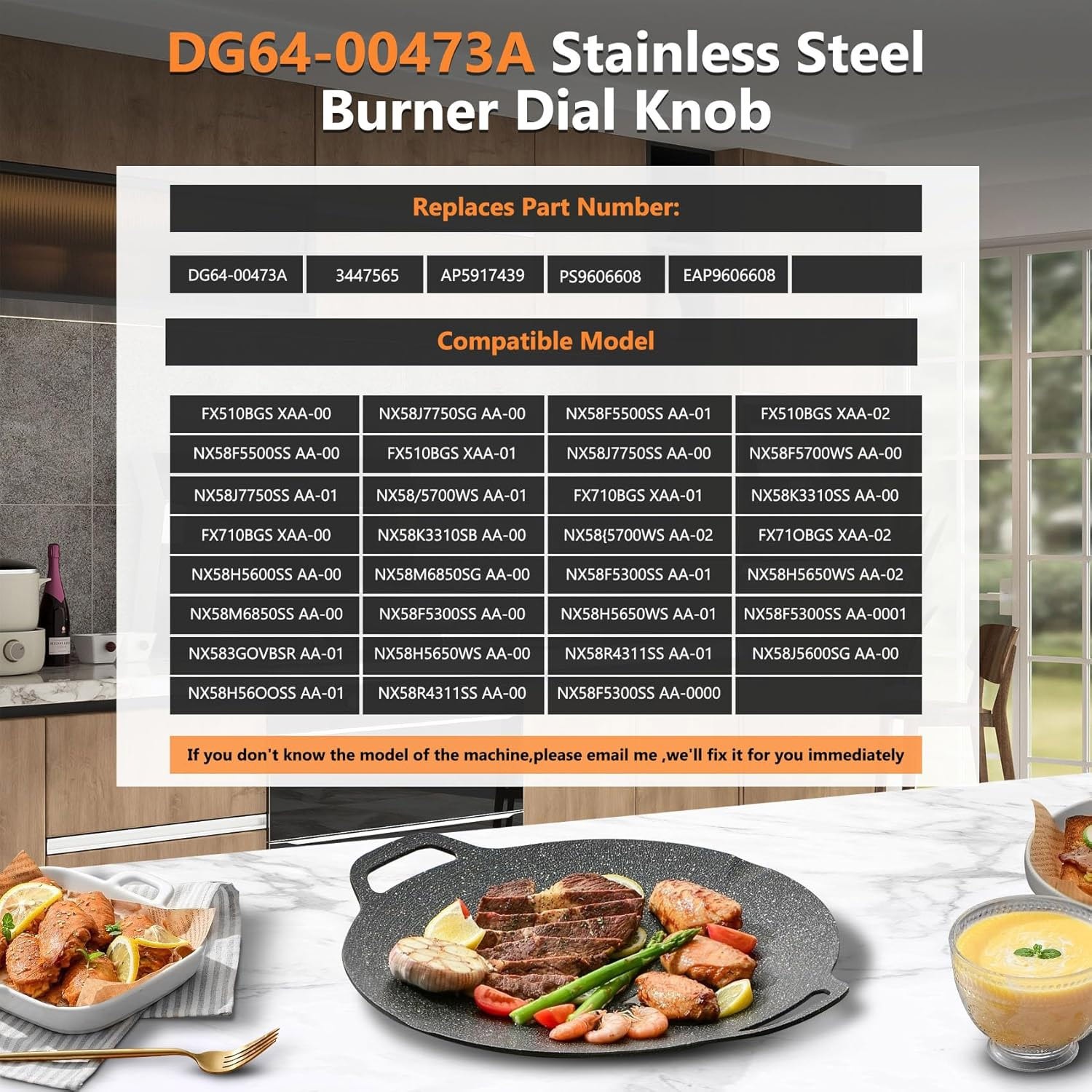 5 Pack DG64-00473A Range Top Burner Control Knob For Samsung Oven AP5917439