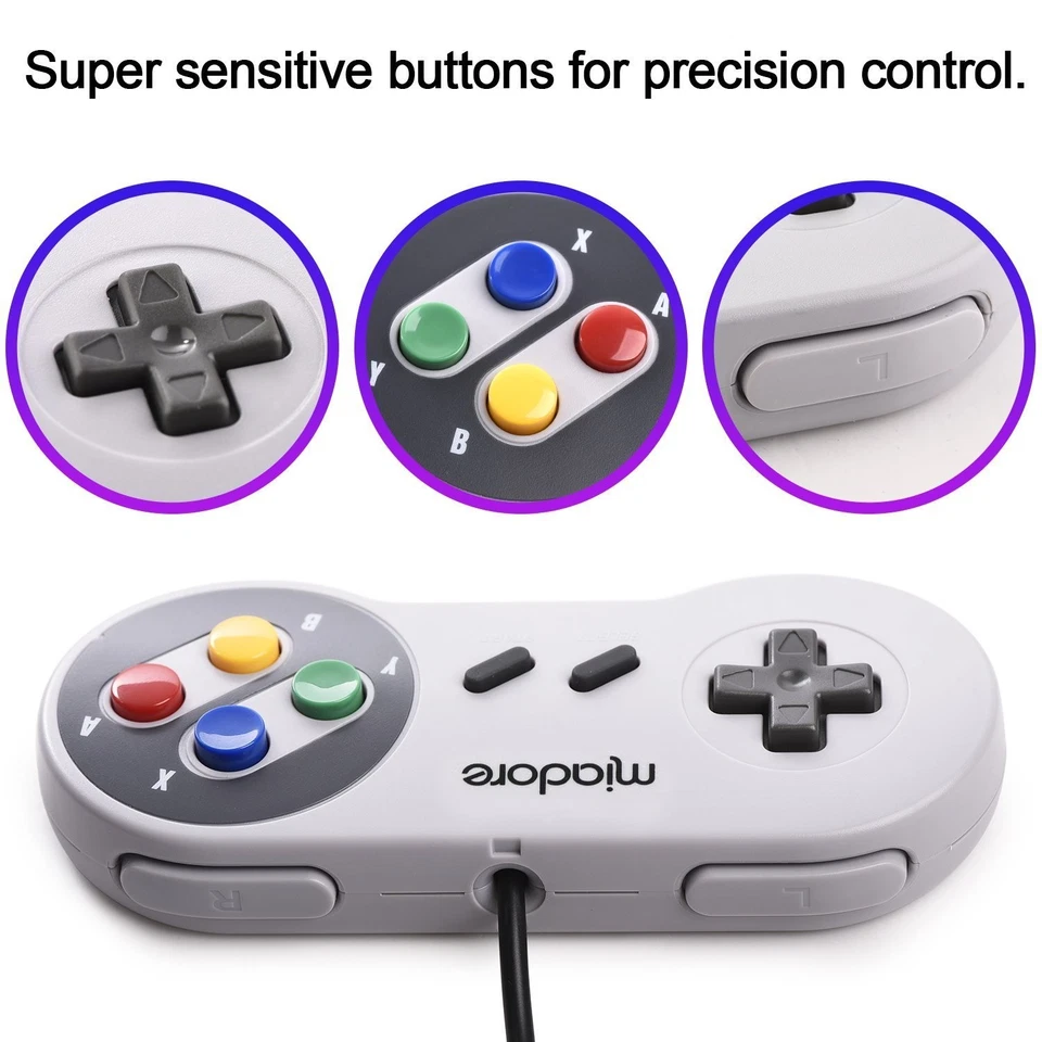 2 Pack USB Controller for SNES Retro Gaming, SNES USB Classic Gamepad Joypad ... - Image 4 of 4