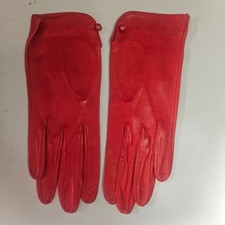Vintage Red Leather Gloves Made in Italy Button Size 7.5 Elegant Formal 50s