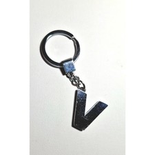 Silver Tone Metal Letter V Initial Keychain Block Letter Bag Charm Key Ring