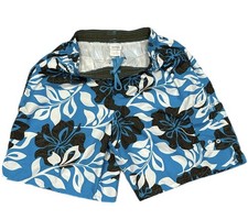 Speedo Trunk Shorts Men Large Blue Boardshort Lined Floral Drawstring Swim Beach