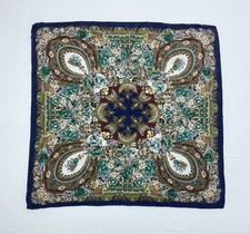 GORGEOUS Silk Scarf In Brown W A Floral Design paisley Details 29"/30"E.C