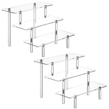 HENABLE 2PCS Acrylic Display Risers 3 Tier Clear Cupcake Stand Risers Organiz...