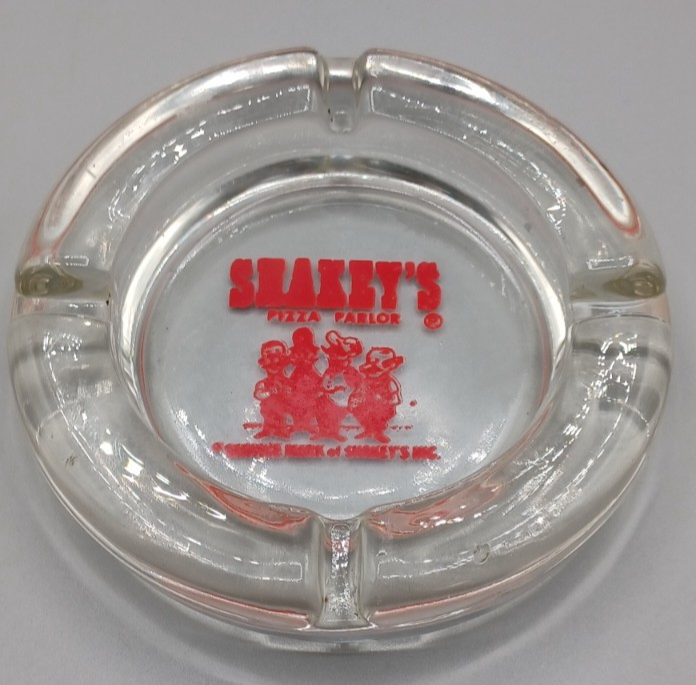 Vintage 1980's Shakey's Pizza Parlor Glass Ashtray Advertising