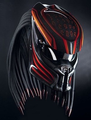 Helmet predator fighter Orange with alien symbol motorcycle Dot and ECE