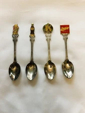 Coca Cola Christmas Enamel Crest Demitasse Spoons New Zealand Made 1991 Set(4)