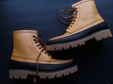 Grenson England Kinsey Tan Leather Moc Toe Hiking Ankle Boots w/ Rubber Guard 10