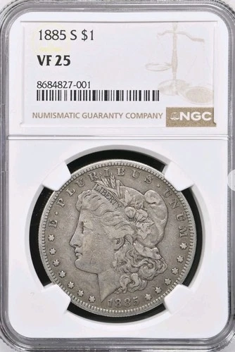 1885-S Morgan Silver Dollar – NGC VF25– Bx1 30