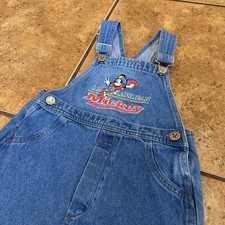 Vintage Disney Mickey Mouse Kids Denim Jeans Overall Shorts 90s Size 4T