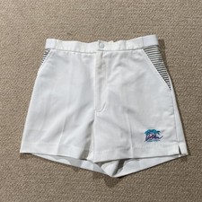 Vintage Tennis Shorts Mens Small White Elastic Retro Sports Mini 80s Pockets