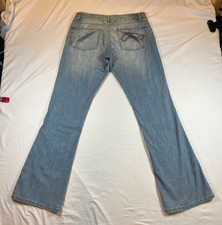 Womens 33x33 Flare Marithe Francois Girbaud Jeans Light Blue Straight VTG Y2K
