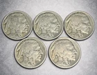 LOT OF 5 - 1924 5 CENT INDIAN HEAD BUFFALO NICKEL