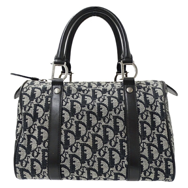 Dior Bag Trotter Handbag Canvas Black Oblique