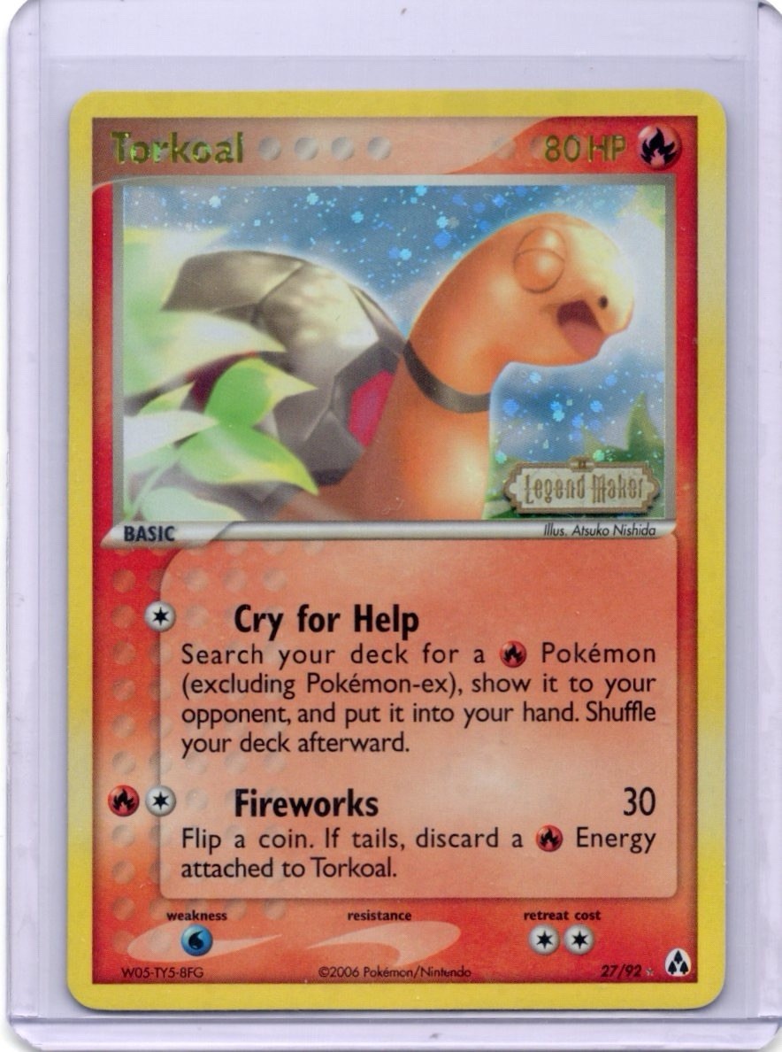 Pokemon Card - Torkoal Reverse Stamp - 27/92 - EX Legend Maker - 2006