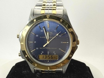 Vintage Pulsar V041-9100 Ana-Digi Alarm Chronograph 39mm Two Tone New Battery