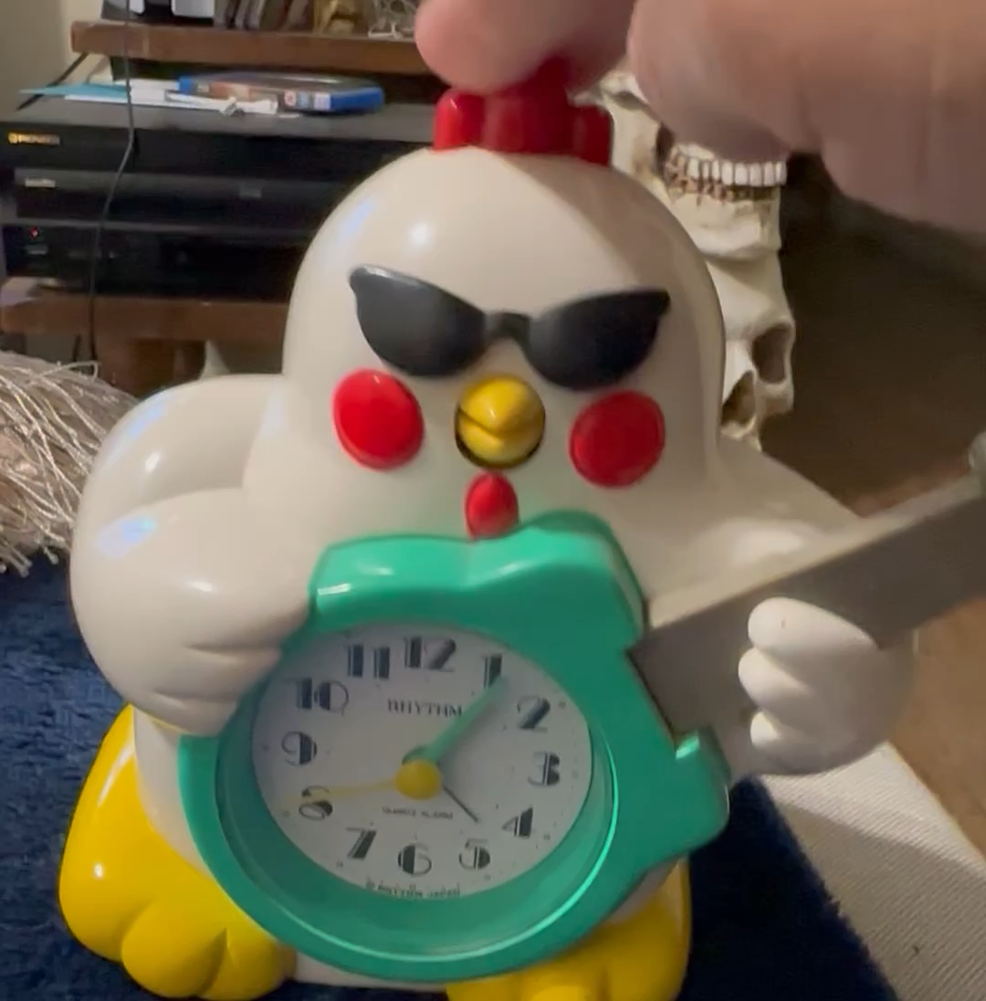 Rhythm Chicken Novelty Analog Quartz Alarm Clock Made in Japan