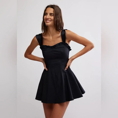 Beautiful Free People Midnight Magic Stretch Cotton Fit & Flare Minidress Size S