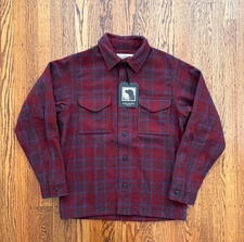 NWT Small Filson Wool Jac Shirt Deep Red Blue Green Jacket Seattle MADE IN USA