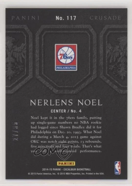 2014-15 Panini Excalibur Crusade Teal /35 Nerlens Noel #117 - Image 2 of 2
