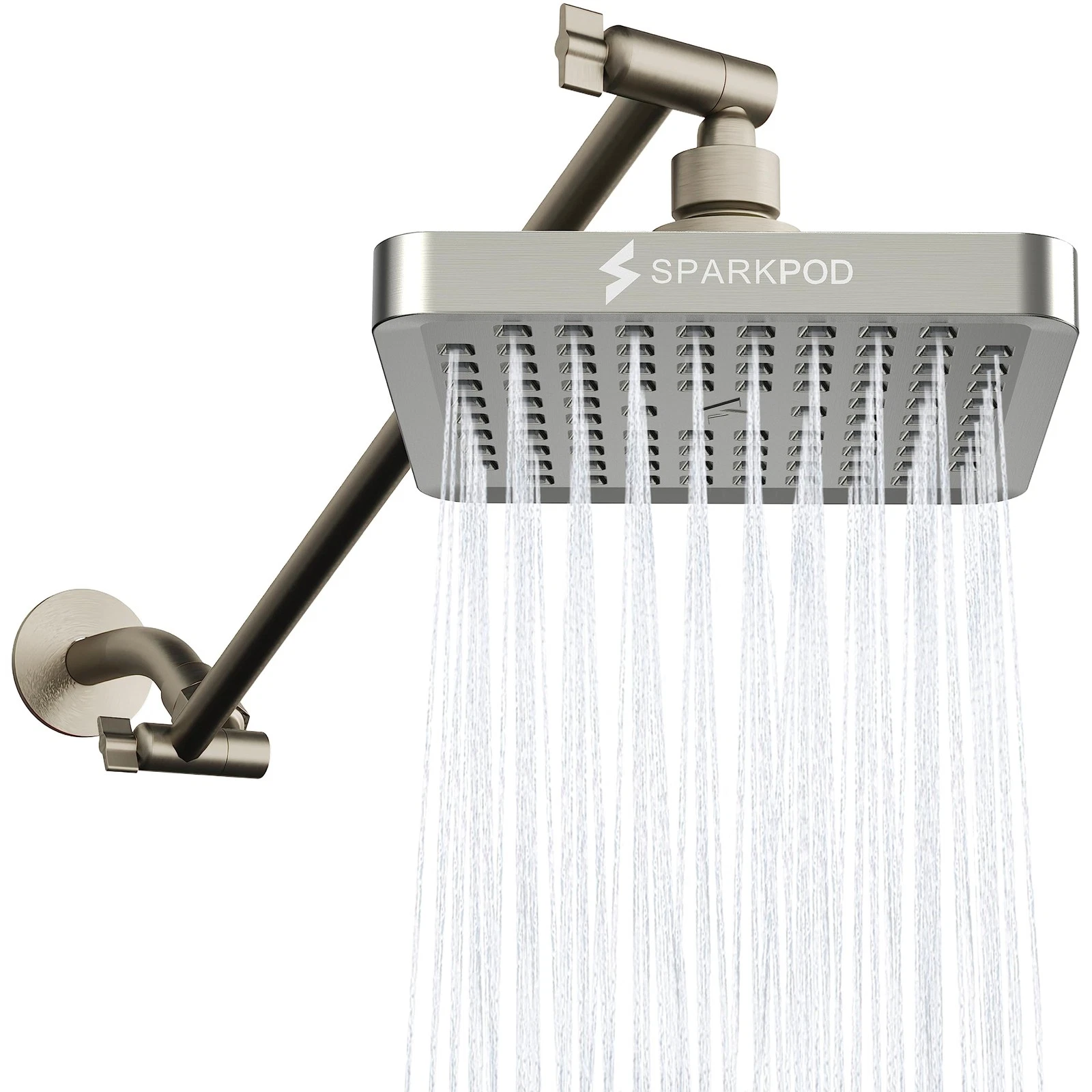 Square Rain Shower Head with Extension Arm - Height Adjustable Shower Head wi...