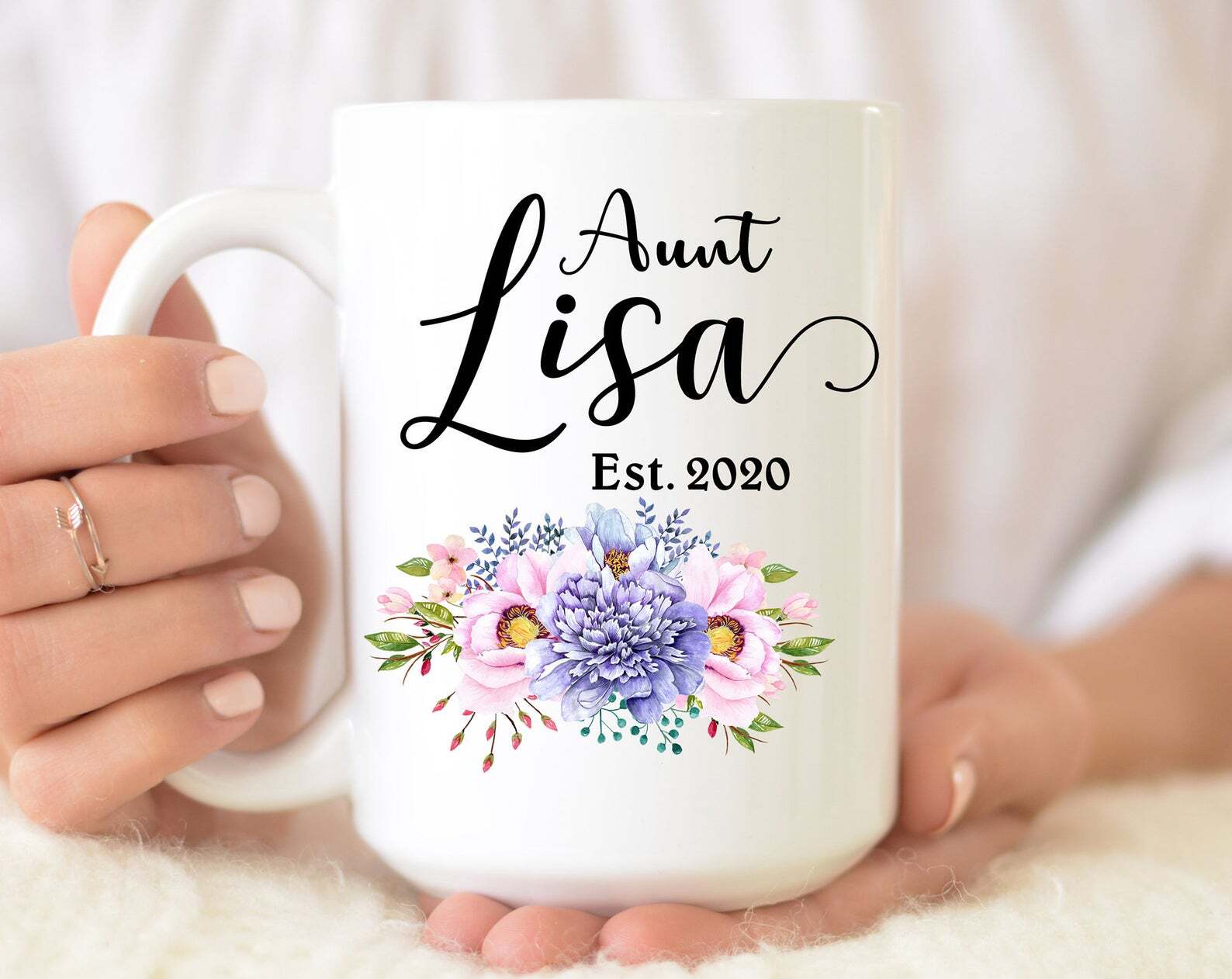 Personalized Aunt Floral Mug Custom Established Aunt Mug Best Aunt Mug New Aunt
