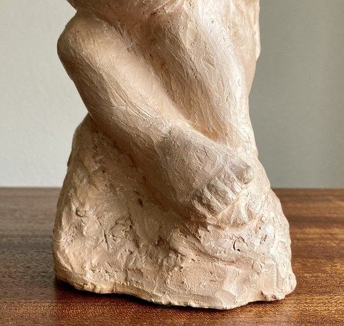 Original Modernist Terracotta Sculpture Girl w/ Fish Late Art Deco-Mid Century - Picture 4 of 12