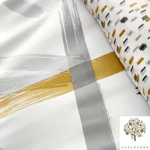 Duvet Cover Bedding Set 100% Cotton Leda Reversible By Appletree Grey & Ochre - Picture 2 of 8