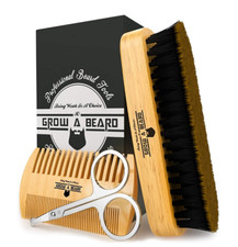 Beard Brush  Comb Set w/ Beard Scissors Grooming Kit, Beard Brush For Men