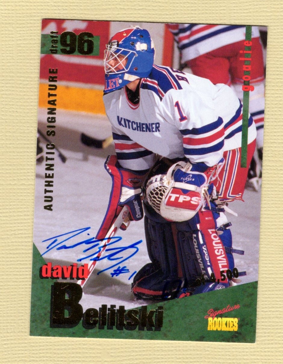 1996 Signature Rookies Draft Hockey David Belitski Autograph card (Kitchener)
