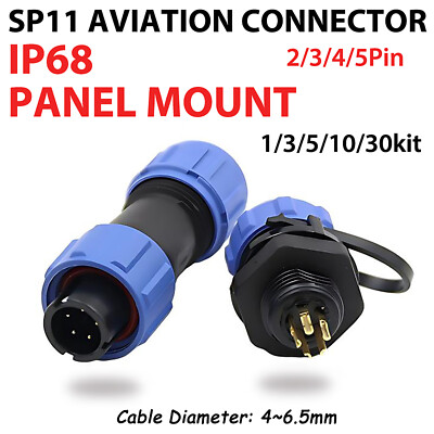 SP11 Waterproof Connector Panel Mount Circular IP68 Plug Socket 2,3,4,5,Pin