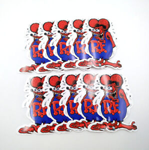 10pcs Rat Fink Bike Vinyl Decal Ed Roth Hot Rods Wall Luggage Stickers