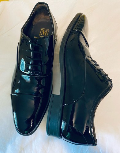 Bruno Magli Men’s MARIO Black Patent Leather Oxford Lace Up Dress Shoes 10.5M - Picture 3 of 8