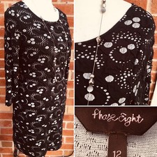 PHASE EIGHT Size 12 Black Grey Jumper Dress Evening Stretch Excellent B1