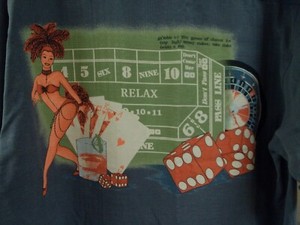 TOMMY BAHAMA 100% SILK "LADY LUCK" CRAPS YO 11 GAMBLING BET CASINO $$ MENS SHIRT