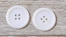 2 White Plastic Buttons Crafting Sewing 4 Hole 1 1/8" 