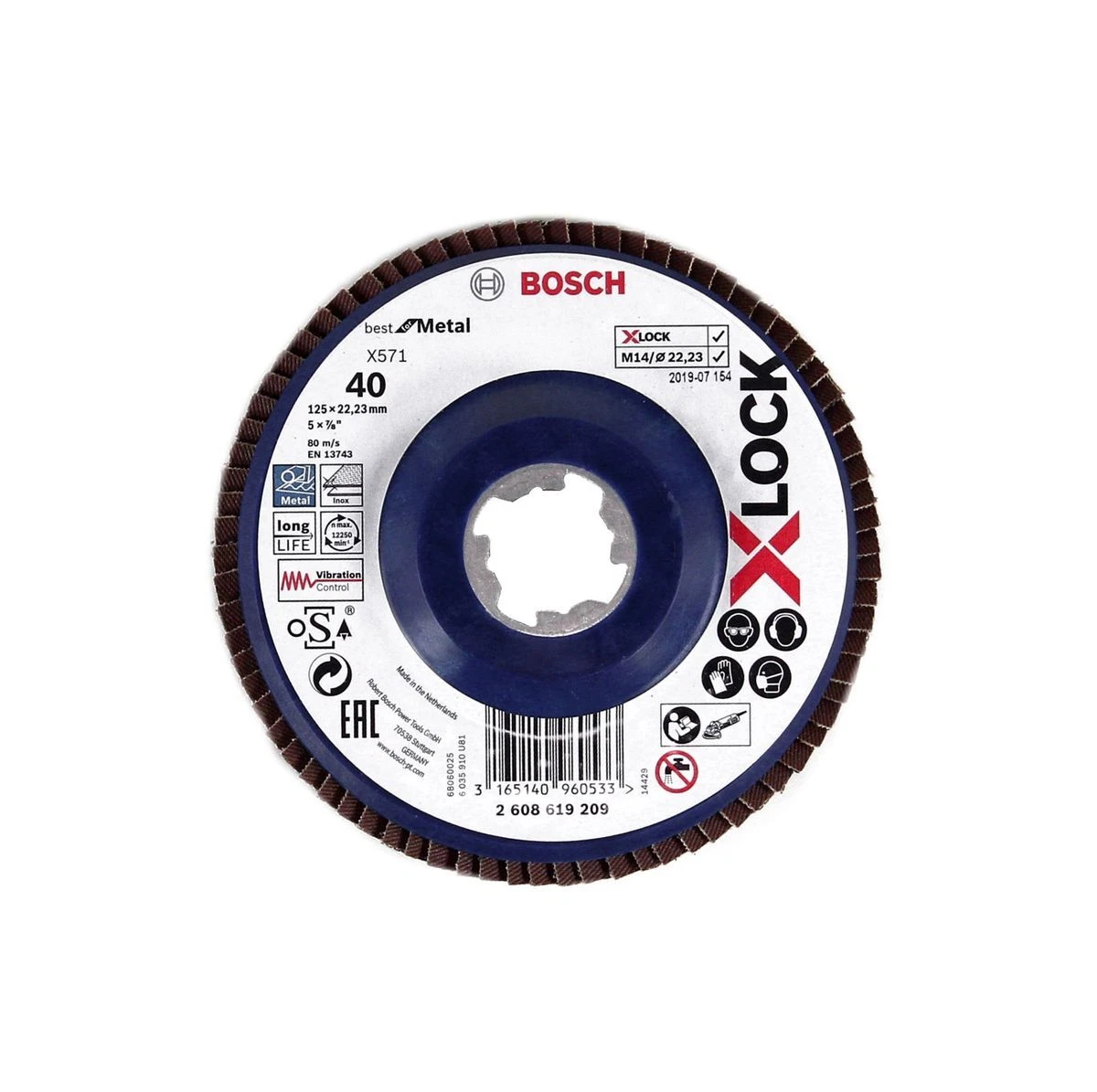 Bosch 10x Fächerschleifscheibe X571 X-LOCK Metal 125x22,23 K40 