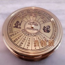 Antiker maritimer Messing Kalender Gedicht Kompass 3 Zoll Vintage Geschenk