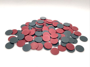 115 Vintage Red & Black Smooth Poker Chips Unmarked 1.5"