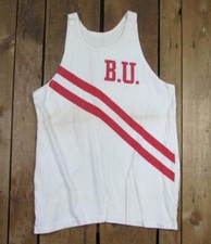 Vintage 1950s Boston University Athletic Track Jersey Shirt Champion Runner Tag