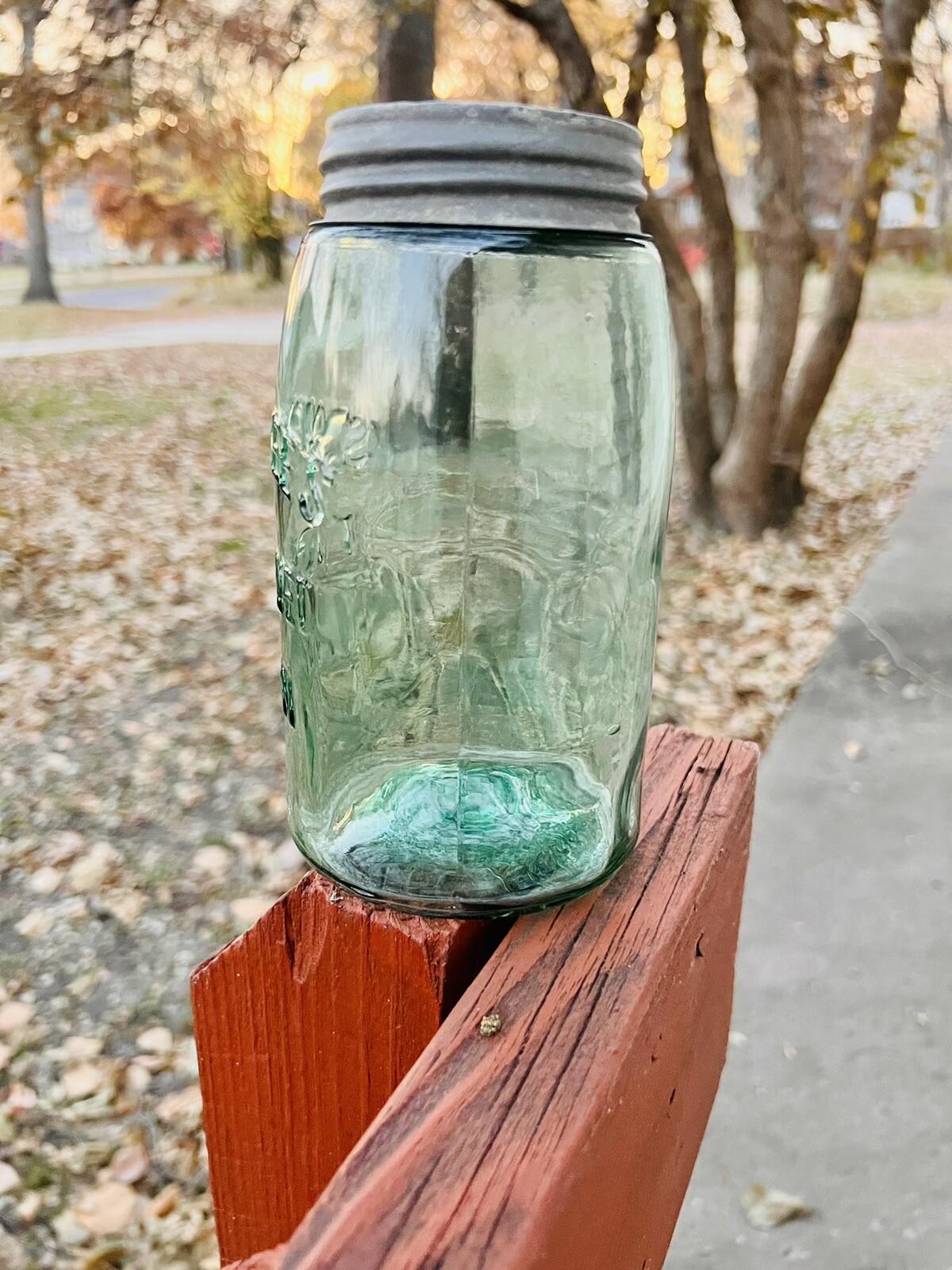Vintage Swayzee’s Improved Mason Fruit Jar Quart Original Aqua W/Zinc