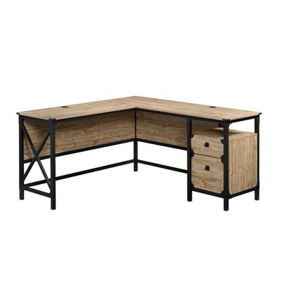 SAUDER Computer Desk 60'' Wood/Metal 2-Drawer L-Shaped Milled Mesquite Finish
