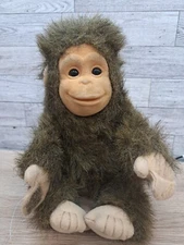 Hosung 9" Vintage Baby Monkey 1994 Plush Flocked Face Hook & Latch Hands, 1 Ear 