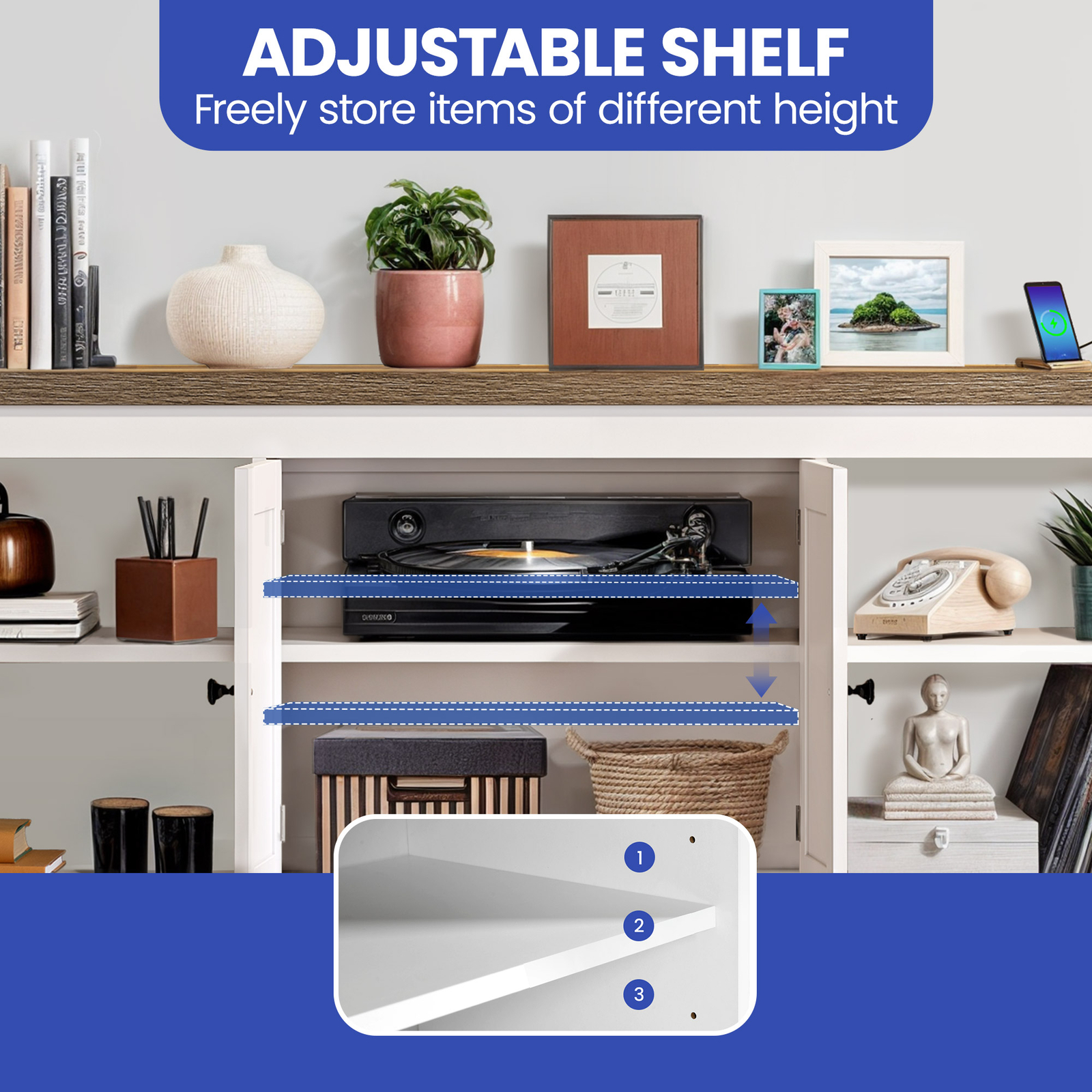 TV Stand Console for 45 to 65 in TVs With Open Shelves Barn Doors Power Outlets