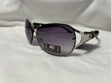 JLO Womens Sunglasses Jennifer Lopez Black Silver Open Circle Arm Detail